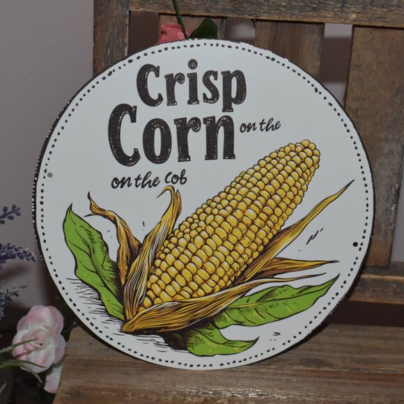 Other - Crisp Corn on the Cob Metal Tin Sign Vintage Country Farmhouse Kitchen Decor